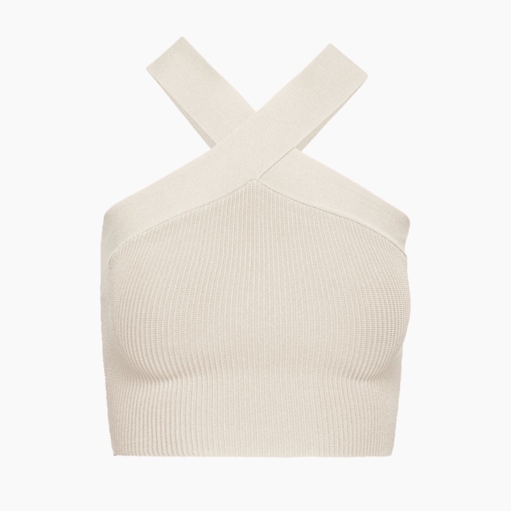 ARITZIA Sculpt Knit Criss Cross Cropped Tank- Matte Pearl color